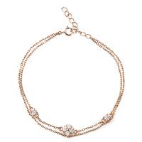 rosa lea rose gold plated double chain cubic zirconia flower bracelet  ...