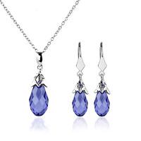 Rosa Lea Silver Purple Pear-Shape Crystal Dropper Jewellery Set 13SWSE292F-6/13SWSP292-6