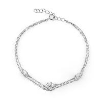 Rosa Lea Silver Double Chain Cubic Zirconia Flower Bracelet BR214C