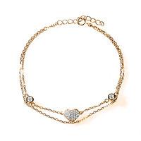 rosa lea rose gold plated double chain cubic zirconia heart bracelet b ...