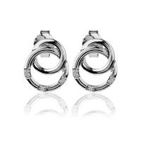 Rosa Lea Silver Cubic Zirconia Double Ring Earrings E2781C