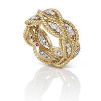 Roberto Coin Barocco 18ct Yellow Gold and Diamond Double Row Ring
