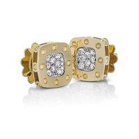 roberto coin 18ct yellow white gold and diamond square earrings