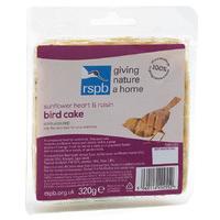 rspb bird cake sunflower hearts and raisins bird food 320g