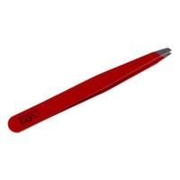 Rubis Switzerland Stainless Steel Red Slanted Tweezer (Swiss Made)