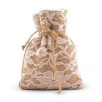 Rustic Chic Burlap and Lace Drawstring Favour Bag