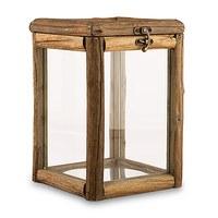 Rustic Wood and Glass Box with Hinged Lid