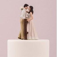 rustic couple porcelain figurine wedding cake topper white dress