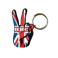 rubber fingers peace symbol keyring