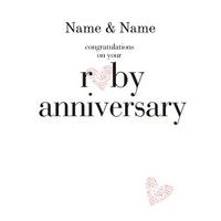 ruby heart | personalised anniversary card