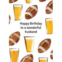rugby and beer personalised birthday card