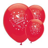 Ruby Anniversary Pearlescent Latex Party Balloons