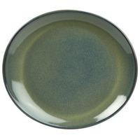 rustic oval plate green 21 x 19cm set of 12