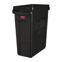 rubbermaid slim jim container with venting channels black 60ltr