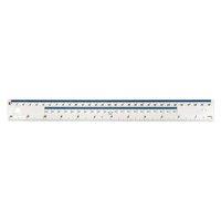 Ruler Plastic Shatter-resistant 10ths 16ths/inch and Millimetres 300mm Light Blue Tint