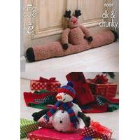Rudolph Draught Excluder, Christmas Tree Skirt and Snowman Toy in King Cole DK & Chunky (9009)