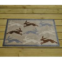 Running Hares Design Rubber Backed Cotton Doormat by Gardman