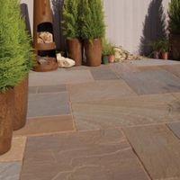 Rustic Buff Natural Sandstone Mixed Size Paving Pack (L)4905mm (W)3980mm 19.52 m²
