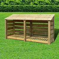 Rutland Normanton 4ft Log Store Rustic Brown Slatted with Reverse Roof