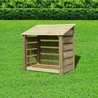 Rutland Greetham 4ft Log Store Rustic Brown Slatted with Reverse Roof