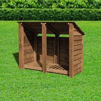 Rutland Cottesmore 4ft Log Store Rustic Brown Solid with Reverse Roof