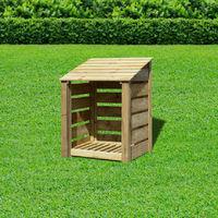 Rutland Burley 4ft Log Store Rustic Brown Slatted with Reverse Roof