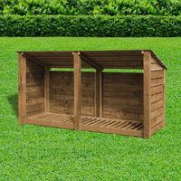Rutland Normanton 4ft Log Store Rustic Brown Solid with Reverse Roof