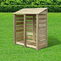 Rutland Cottesmore 6ft Log Store Rustic Brown Slatted with Reverse Roof