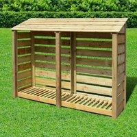Rutland Normanton 6ft Log Store Rustic Brown Slatted with Reverse Roof