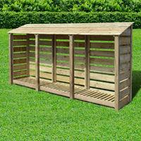 Rutland Empingham 6ft Log Store Rustic Brown Slatted with Reverse Roof
