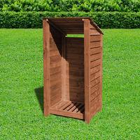 Rutland Burley 6ft Log Store Rustic Brown Solid with Reverse Roof
