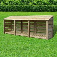 Rutland Empingham 4ft Log Store Rustic Brown Slatted with Reverse Roof