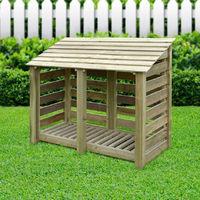 Rutland Cottesmore 4ft Log Store Rustic Brown Slatted with Reverse Roof