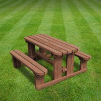 rutland tinwell junior rounded 3ft picnic bench in rustic brown