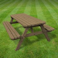 rutland oakham rounded 6ft picnic bench in rustic brown