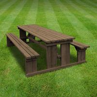 rutland tinwell 8ft picnic bench in rustic brown