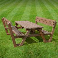 rutland lyddington 8ft picnic bench in rustic brown