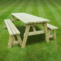 Rutland Oakham 4ft Picnic Table and Benches Set in Light Green