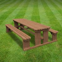 rutland tinwell rounded 6ft picnic bench in rustic brown