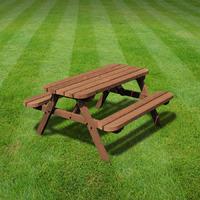 rutland oakham junior rounded 4ft picnic bench in rustic brown