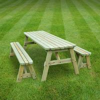 Rutland Oakham Rounded 5ft Picnic Table and Benches Set in Light Green