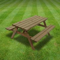 rutland oakham junior 5ft picnic bench in rustic brown