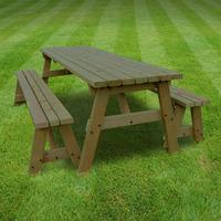 rutland oakham 4ft picnic table and benches set in rustic brown