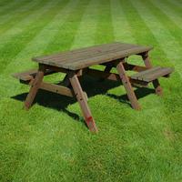 Rutland Bisbrooke Disabled Access 6ft Picnic Bench in Rustic Brown