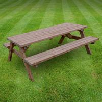 rutland oakham 8ft picnic bench in rustic brown