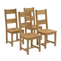 Rustic Oak Set of 4 Ladderback Chairs