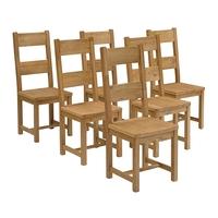 Rustic Oak Set of 6 Ladderback Chairs