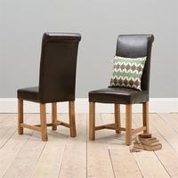 Rustic Oak Leather Dining Chair