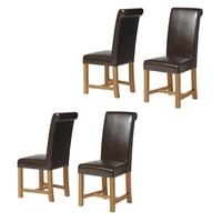 Rustic Oak Set of 4 Rollback Dining Chairs