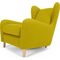 Rubens Wing Back Armchair, Kelp Green Wool Mix